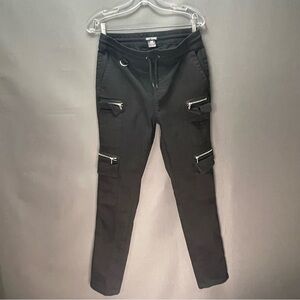 HOT TOPIC small men’s skinny jogger cargo style emo goth pants with zippers